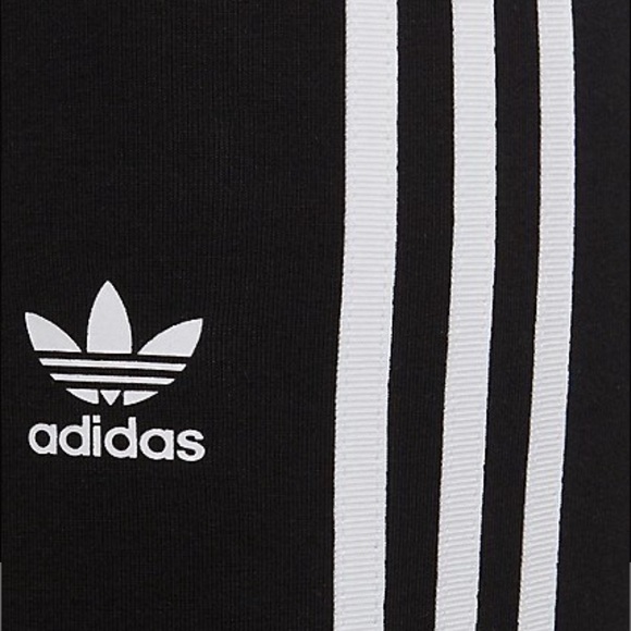 Black adidas leggings with 3 white strips on side - Picture 2 of 9